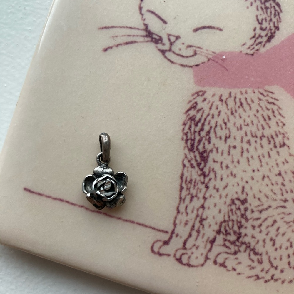 - Silver rose flower necklace charm